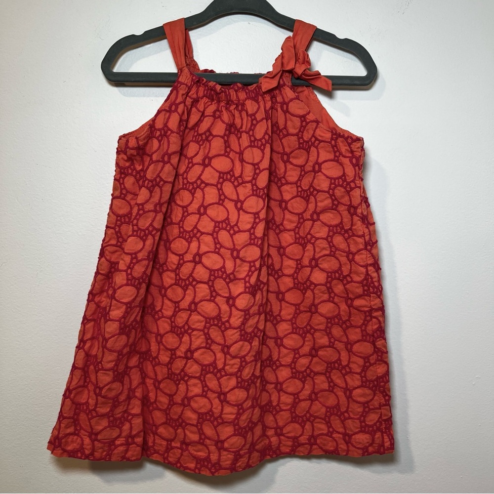 Gymboree Orange Red Floral Embroidered Dress 18-24M